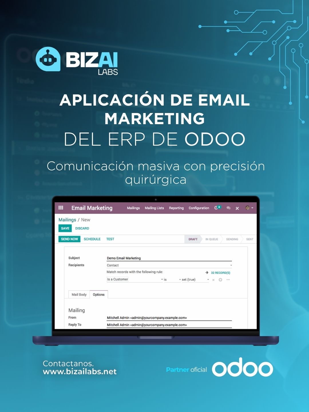 Aplicación de Email Marketing del ERP de Odoo Aplicación de Email Marketing del ERP de Odoo