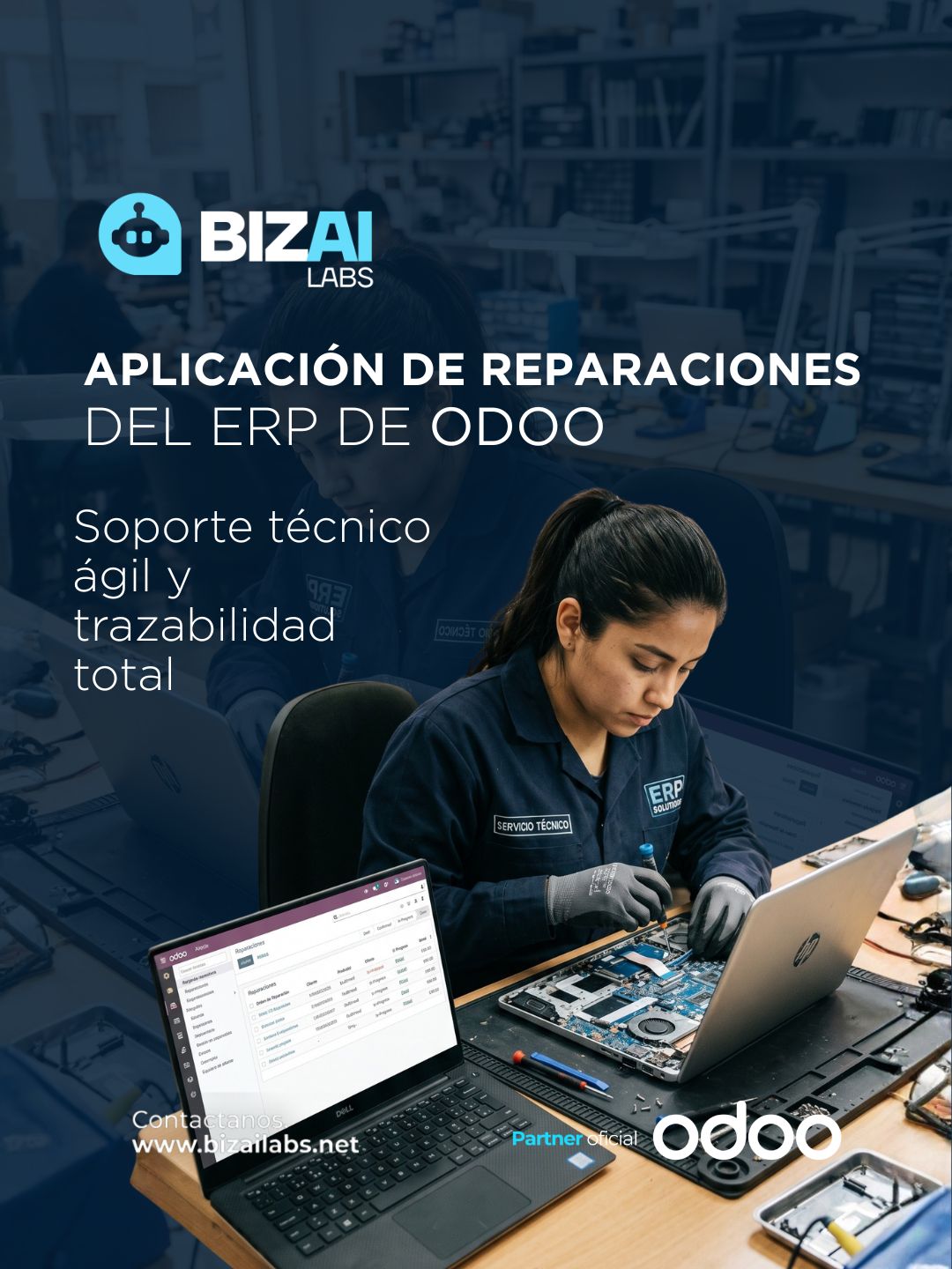 Aplicación de Reparaciones del ERP de Odoo