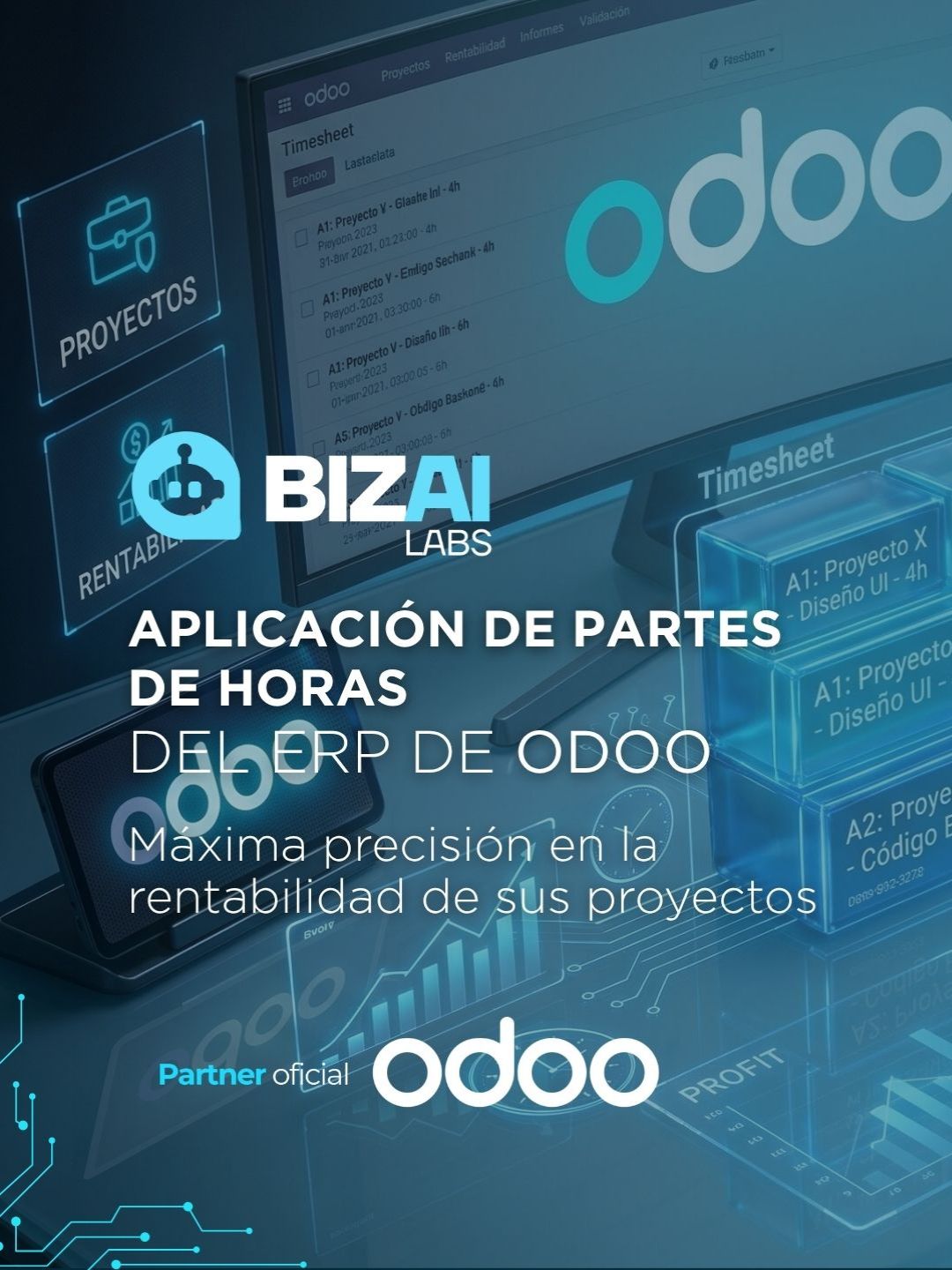 Aplicación de Partes de Horas del ERP de Odoo