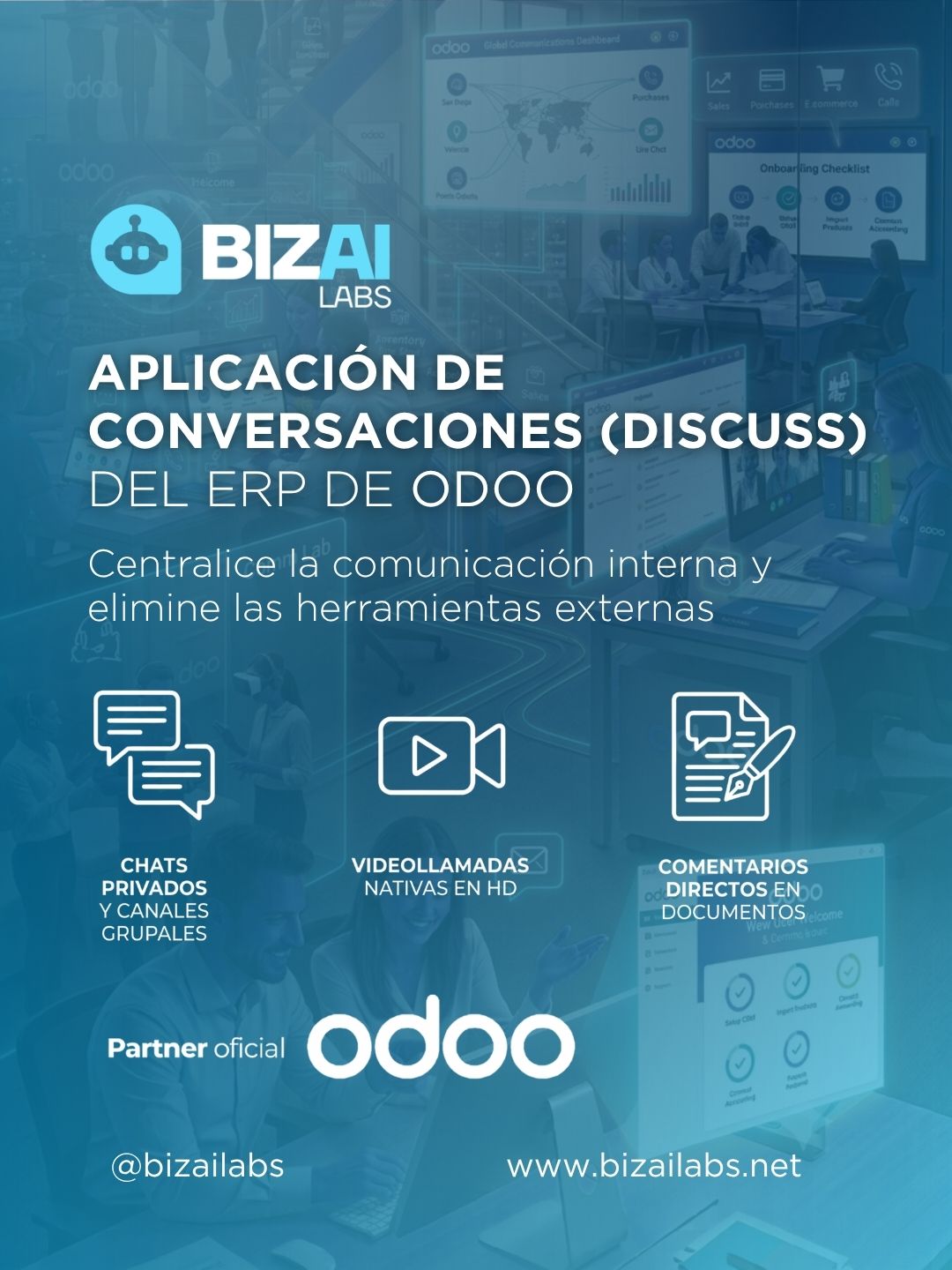 Aplicación de Conversaciones (Discuss) del ERP de Odoo Aplicación de Conversaciones (Discuss) del ERP de Odoo